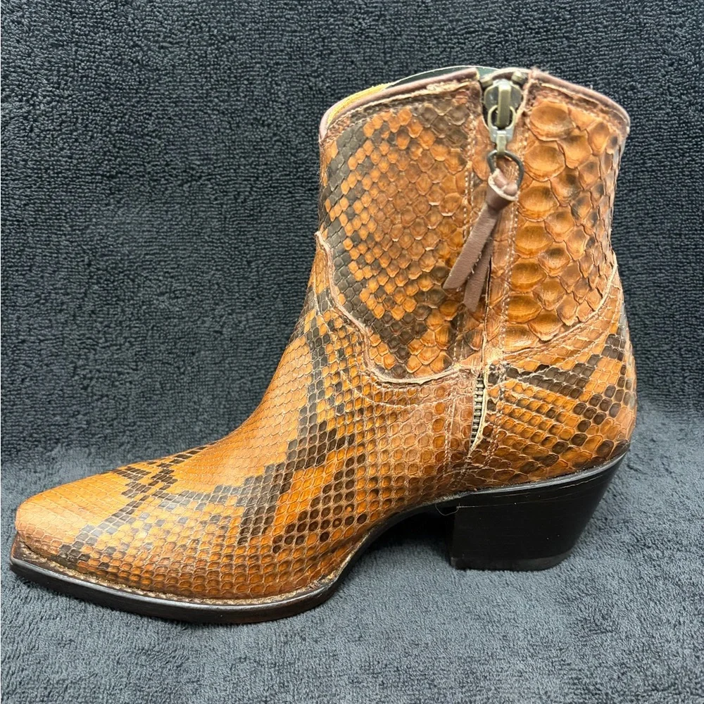 NWT Tecovas Zoey Limited Edition Saddle Brown Python Snip Toe Cowgirl Boots 6.5B - Picture 4 of 12